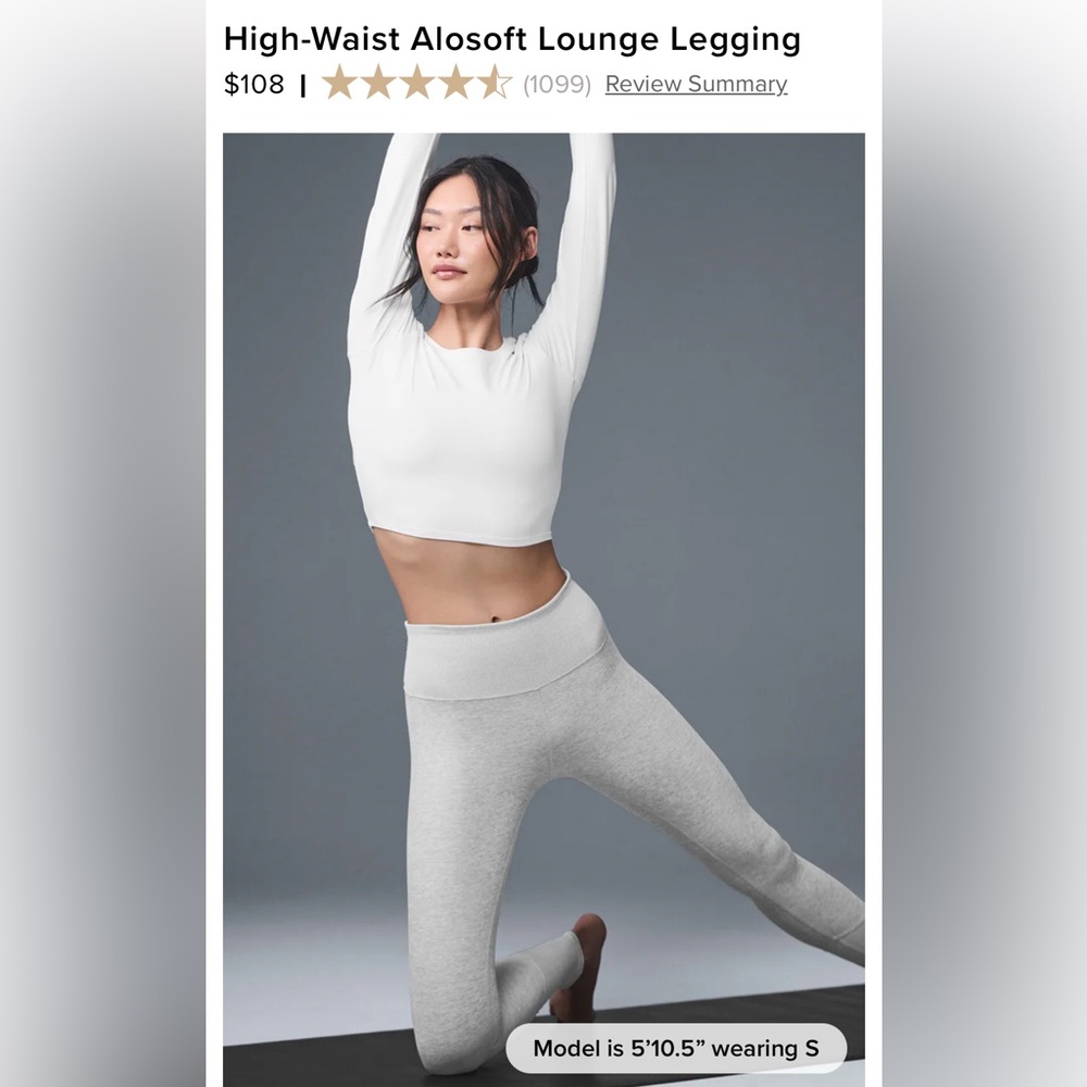 High-waist Alosoft Lounge Leggings Alo Yoga XS in bone